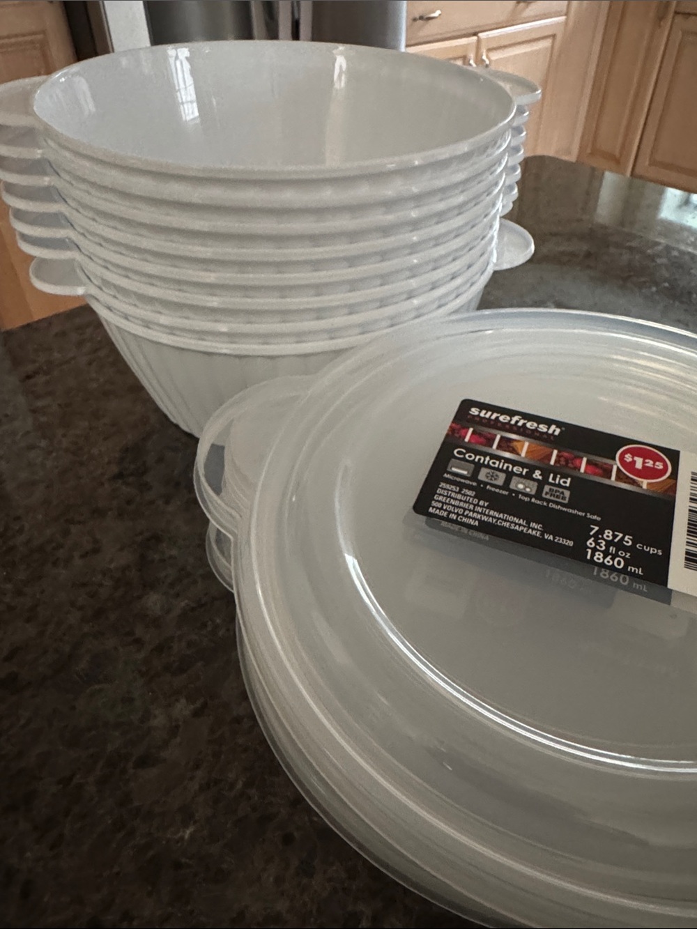 Surefresh White Plastic Container & Lid Set - Stackable Food Storage - 8 Total - Picture 4 of 4